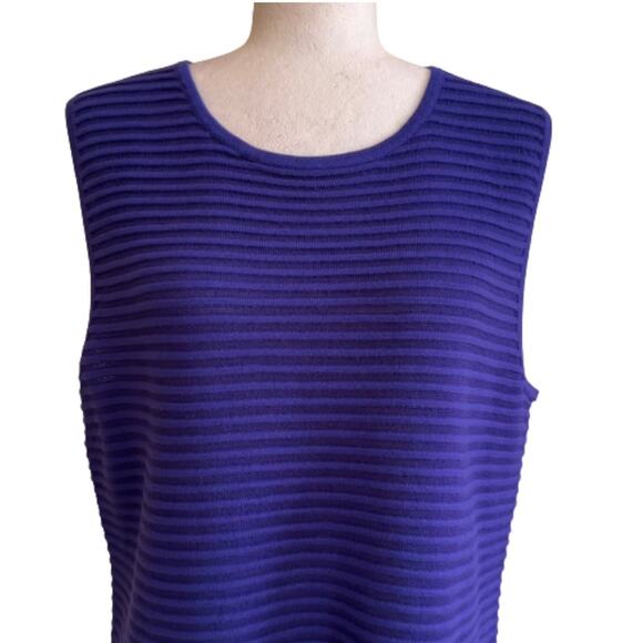 Talbots Purple Ribbed Sleeveless Stretch Casual Sweater Top Size Large NEW - Picture 3 of 10